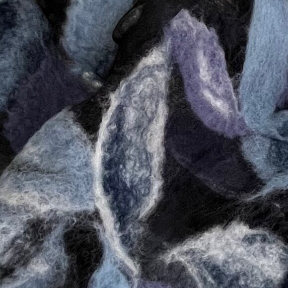 Silk and Felted Wool Scarf - Blues and Black - Picture 5 of 15